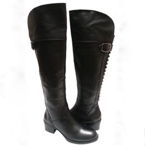 Vince Camuto black leather over-the-knee boots